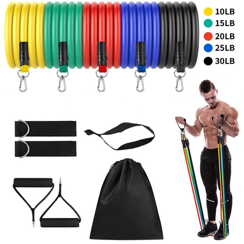 Resistance Exercise Bands Set (11 PCS) EMart Pakistan