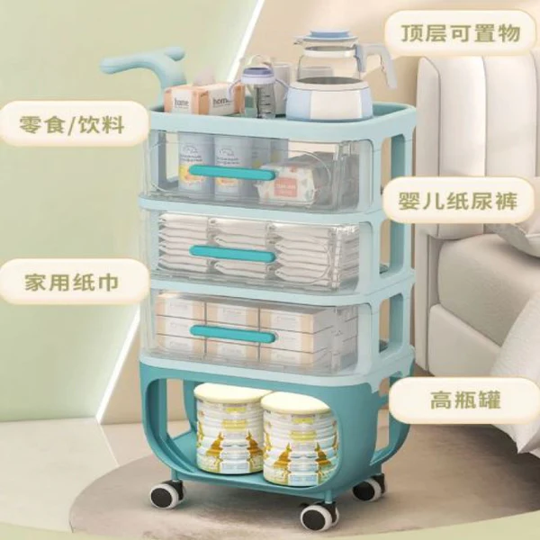 4 Layer Cart Bedside Mobile Snack Storage Rack - Image 2