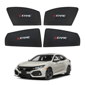 Honda Civic High Quality Sun Shade with Logo 4Pcs – Black – 2016-21
