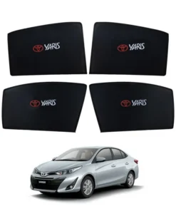 Toyota Yaris High Quality Sun Shade with Logo 4Pcs – Black – 2020-21