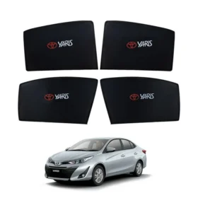 Toyota Yaris High Quality Sun Shade with Logo 4Pcs – Black – 2020-21