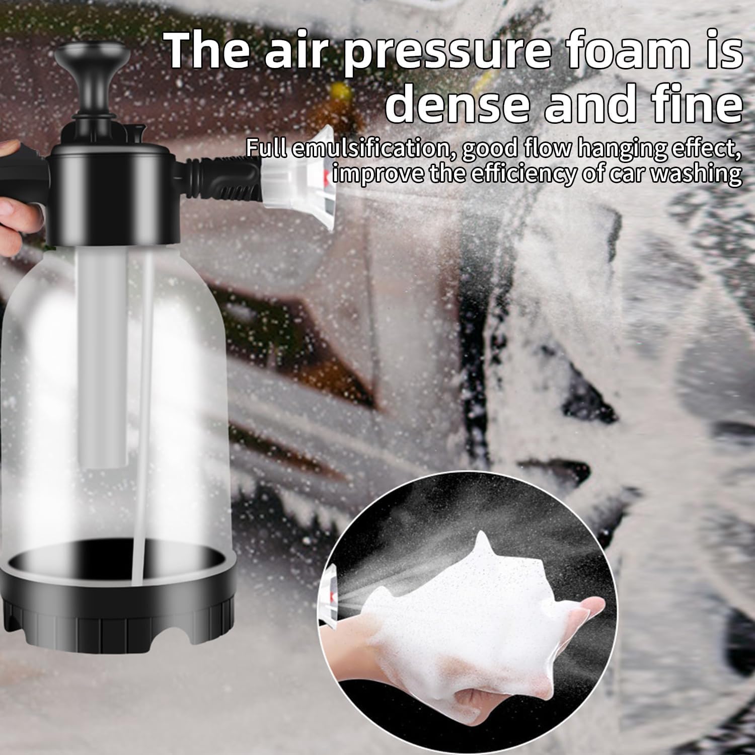 2L Snow Foam Pump Sprayer with Extra Nozzle – Hand Pressure Car Wash & Garden Watering Bottle - Image 3