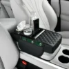 Premium Leather Car Cup Holder Console with Tissue Box