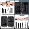 18 PCs Black Nail Kit Box | Professional 18-Piece Manicure & Pedicure Set