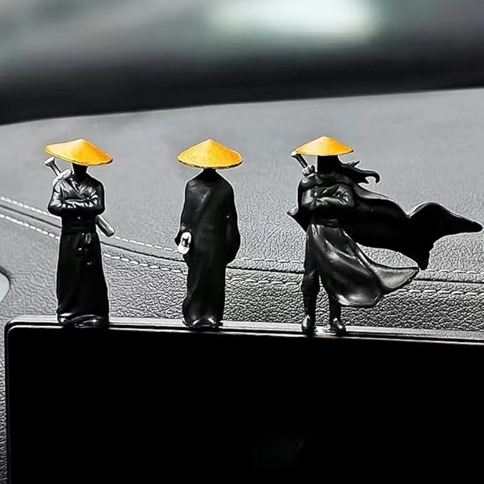 3pcs Mini Samurai Statue Set – Japanese Samurai Figurine Ornaments for Car Dashboard & Desk Decor - Image 6