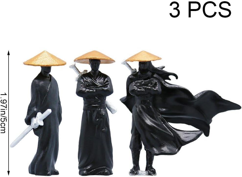 3pcs Mini Samurai Statue Set – Japanese Samurai Figurine Ornaments for Car Dashboard & Desk Decor - Image 5