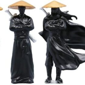 3pcs Mini Samurai Statue Set – Japanese Samurai Figurine Ornaments for Car Dashboard & Desk Decor
