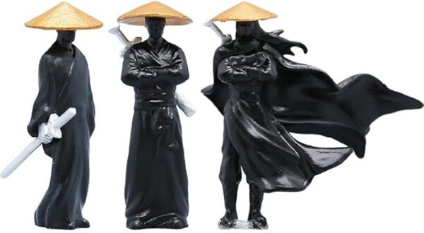 3pcs Mini Samurai Statue Set – Japanese Samurai Figurine Ornaments for Car Dashboard & Desk Decor