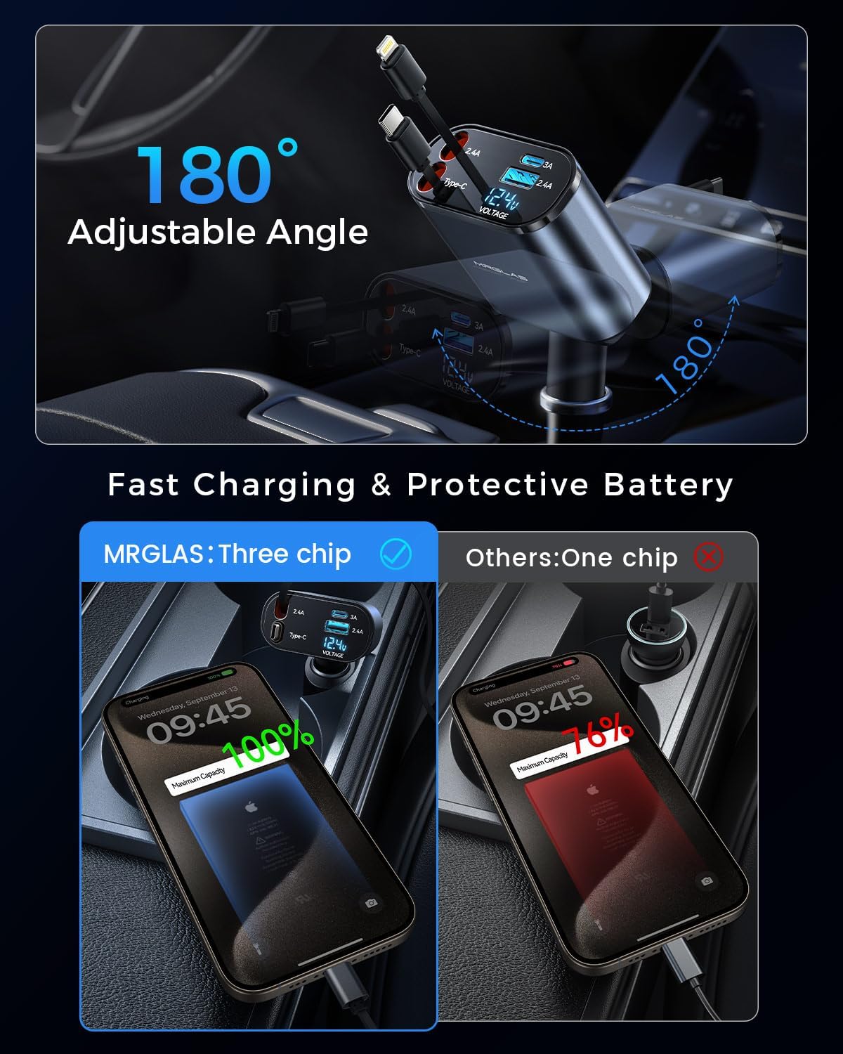 4-In-1 Retractable Car Mobile Fast Charger – Fast Charging Multi-Cable USB Car Charger for All Devices - Image 12