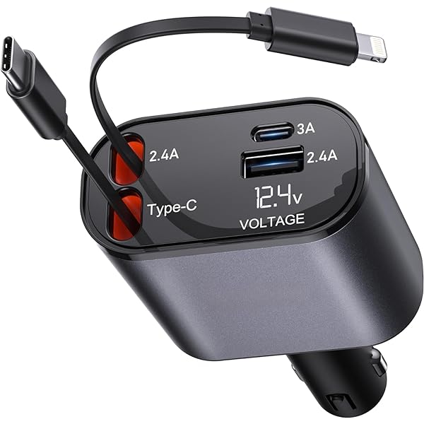 4-In-1 Retractable Car Mobile Fast Charger – Fast Charging Multi-Cable USB Car Charger for All Devices - Image 2