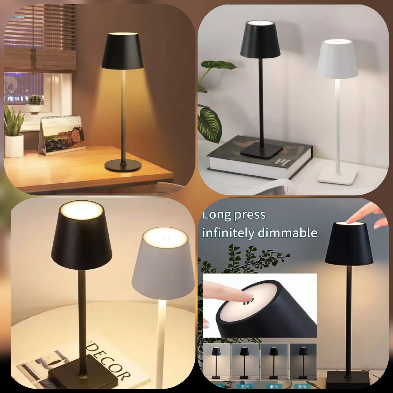 Luxury Metal Rechargeable Tap Lamp – 3-Level Touch Control LED Light